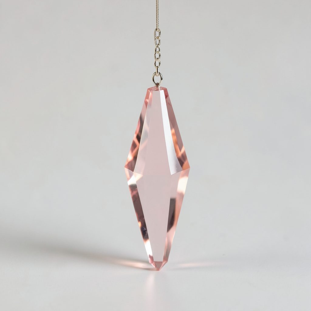 Pendule en quartz rose poli, forme conique classique